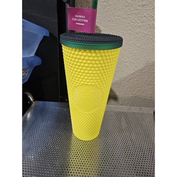 Starbucks Hawaii 24oz Pineapple Studded Cold Cup Tumbler Yellow Green NEW - Picture 1 of 5